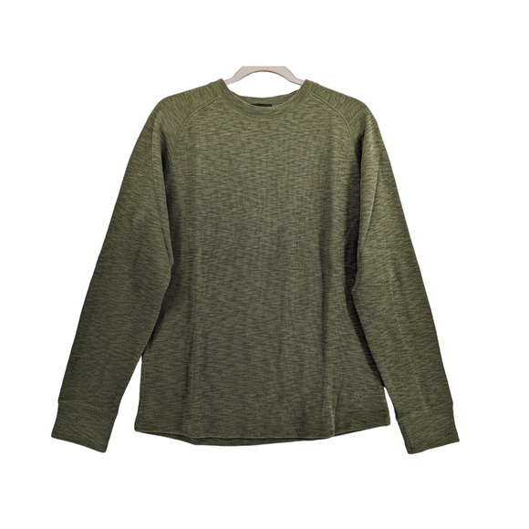 Banana Republic Double Knit Shirt S‎ Olive Green Crewneck Long Sleeves Layering - Picture 1 of 11